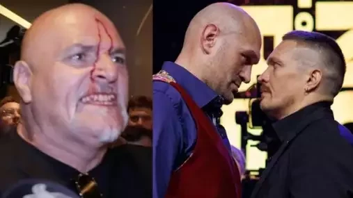 VIDEO: Tvrdá hlavička a krev! Otec Tysona Furyho se dostal do šarvátky s týmem Usyka. Tresty budou velké